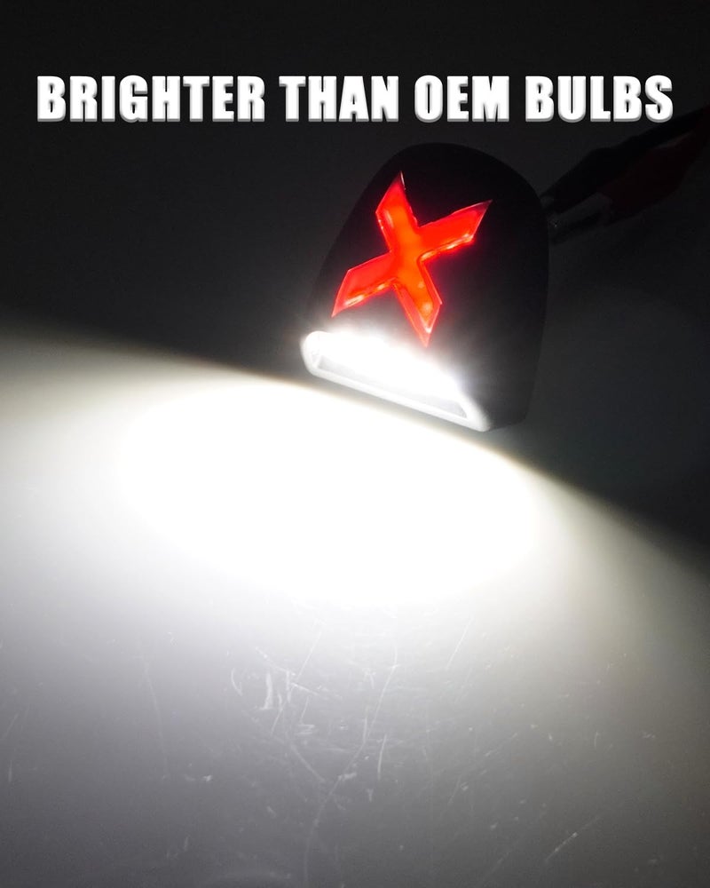 Best View X-Style LED License Plate Light Tag Lights Assembly Compatible with Chevy Silverado Suburban Tahoe GMC Sierra 1500 2500 3500 HD Escalade EXT, White & Red LED Light [PATENT PENDING] - Image 4